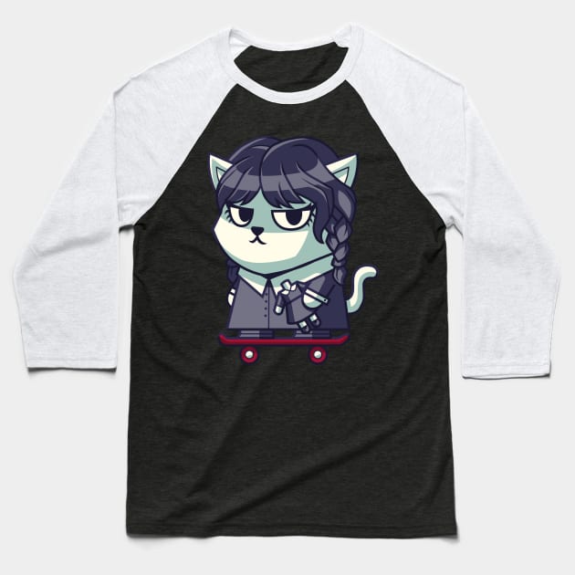 CatSoki GothCat Baseball T-Shirt by CatSoki